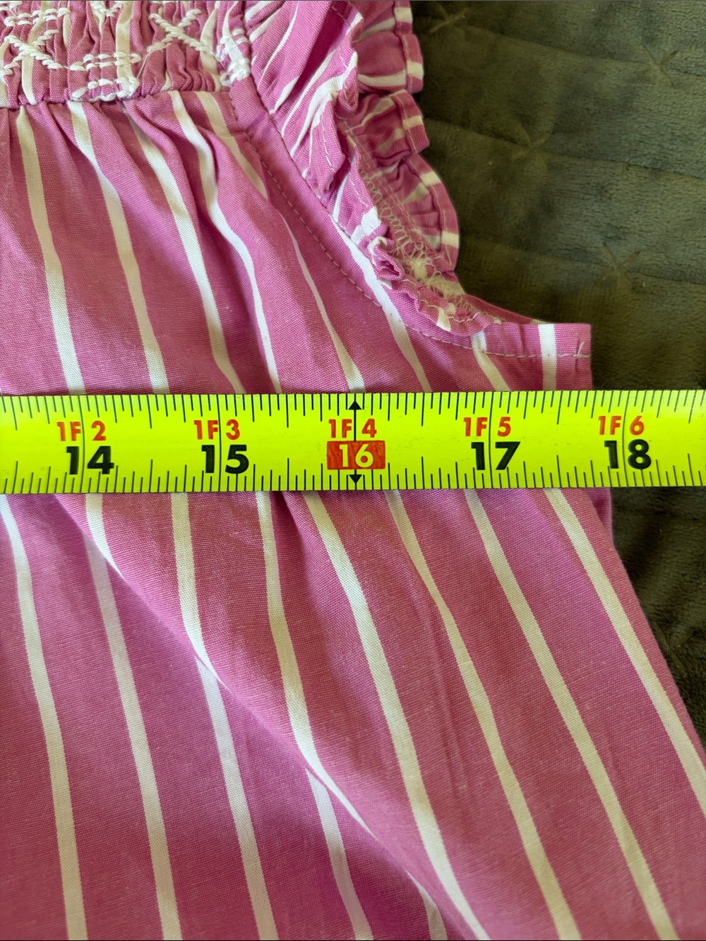 JCrew Pink Striped Smocked Ruffle Mini Dress Coquette Southern Prep Garden Party - Picture 7 of 10
